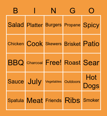 It's Grill Time! Bingo Card