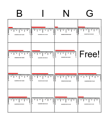 English Ruler Bingo Card
