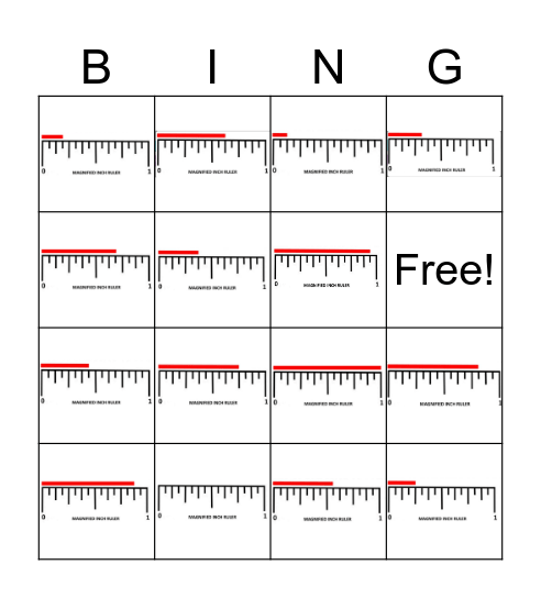 English Ruler Bingo Card