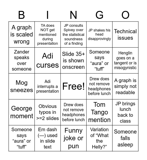 Moneyball Academy '25 Bingo Card