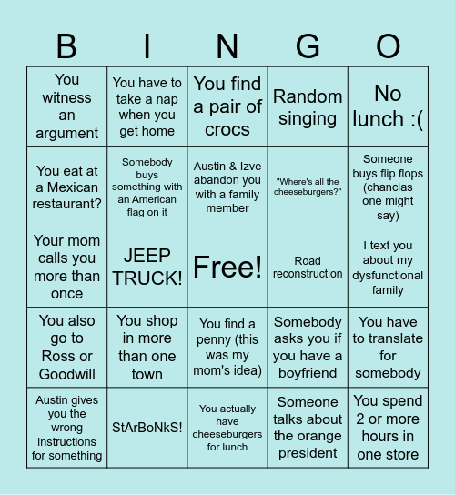 OOVOO JAVER Bingo Card