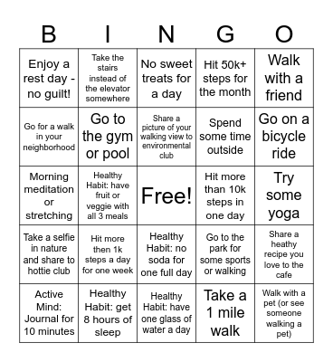 Active August Bingo! Bingo Card