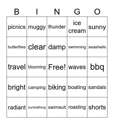 Summer Bingo Card
