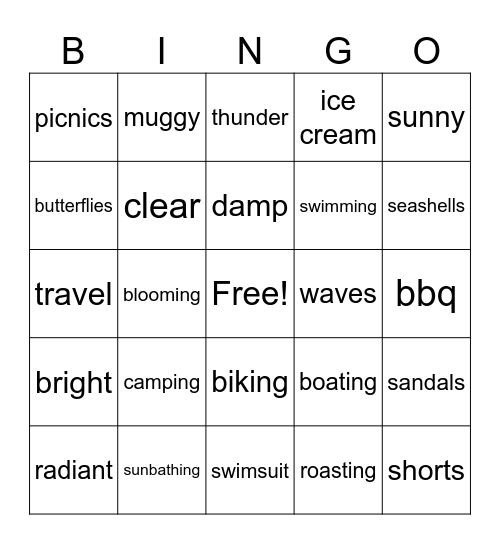 Summer Bingo Card