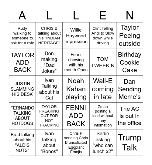 ALC BINGO Card