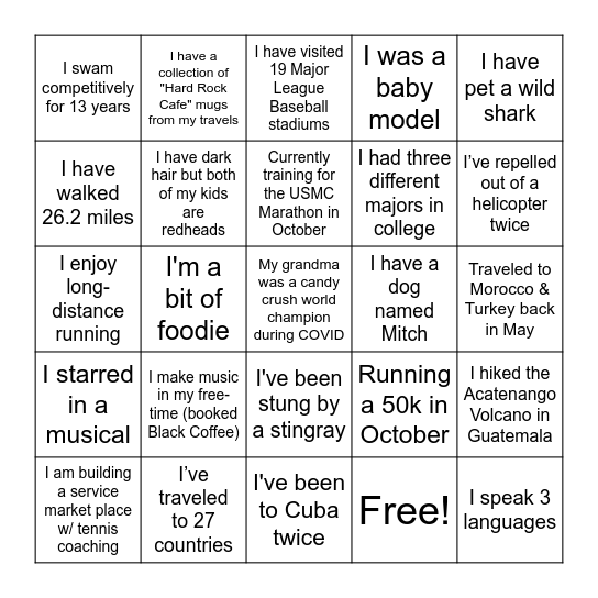 A4S Team Bingo Card