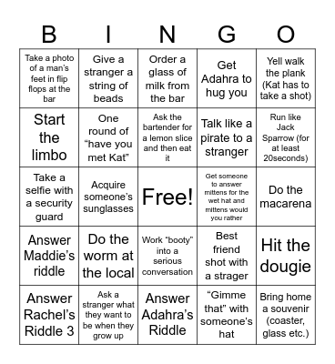 Get that booty bingo Card