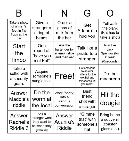 Get that booty bingo Card