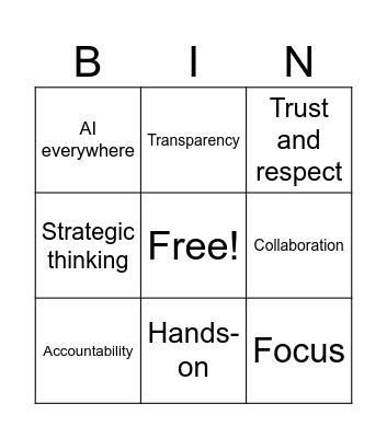 PM Bingo Card