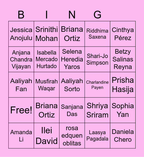 4 Bingo Card