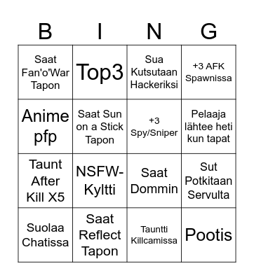 TF2 Bingo Card