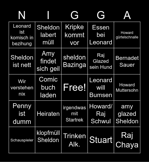 Big Bang Bingo Card