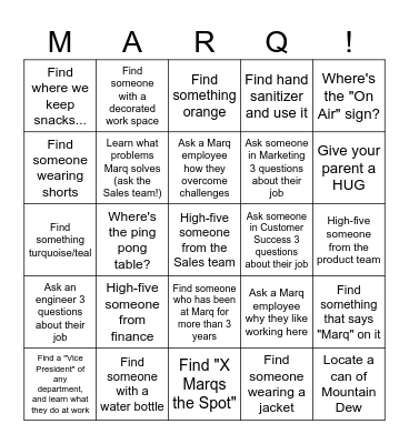MARQ SCAVENGER HUNT BINGO Card