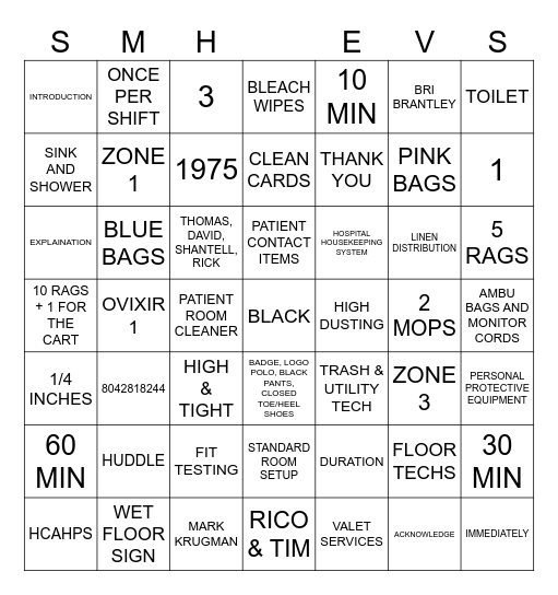 H H S     B I N G O Bingo Card