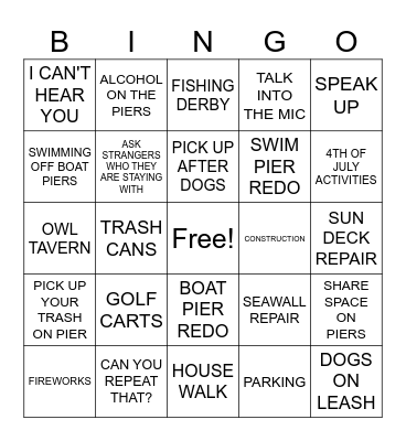 LAKE GENEVA HIGHLANDS Bingo Card