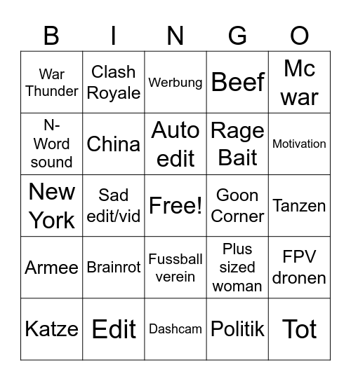 TikTok Bingo Card