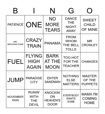 Radio Bingo Monsters of Metal Bingo Card