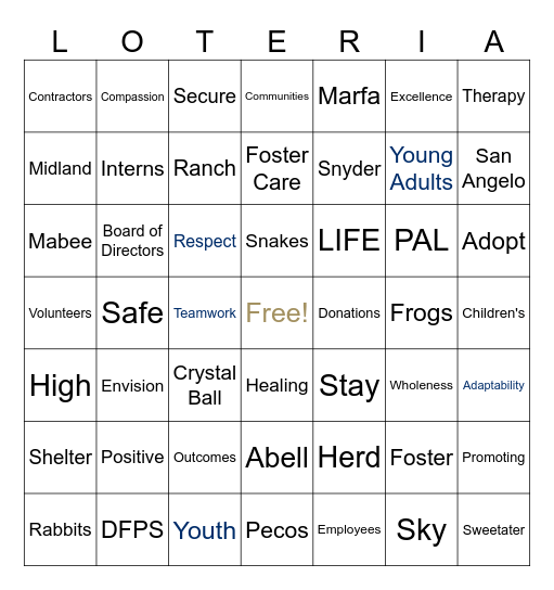 High Sky Loteria Bingo Card