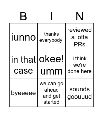 hey tristan Bingo Card