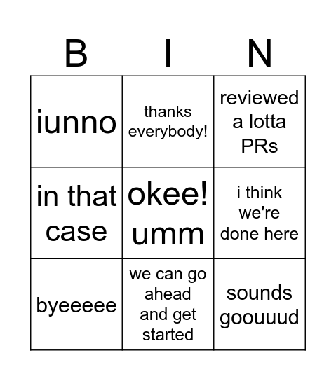 hey tristan Bingo Card