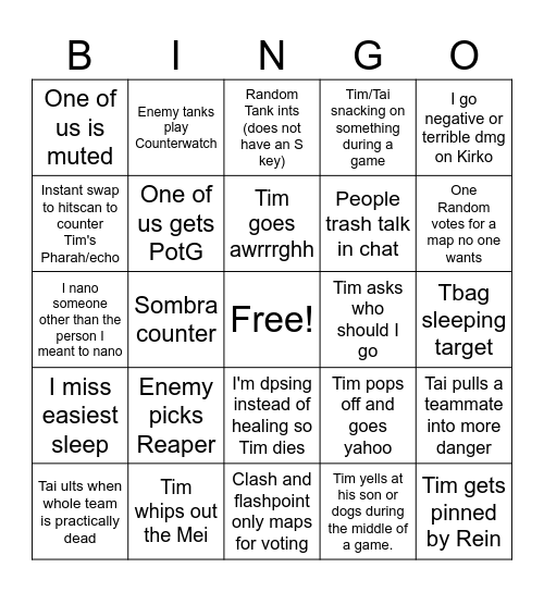 OW2 Bingo Card