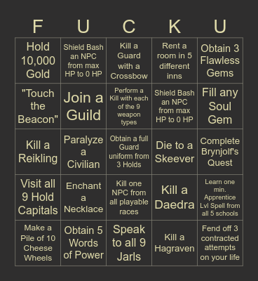 Skyrim Randomizer Bingo Card