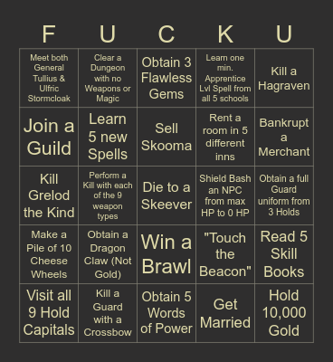 Skyrim Randomizer Bingo Card