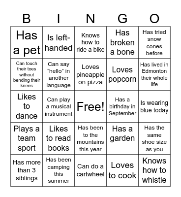 North Pointe Creative People Bingo Card