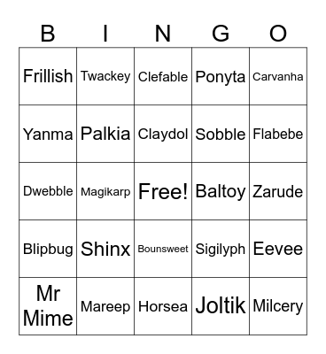 Pokemon Bingo Card