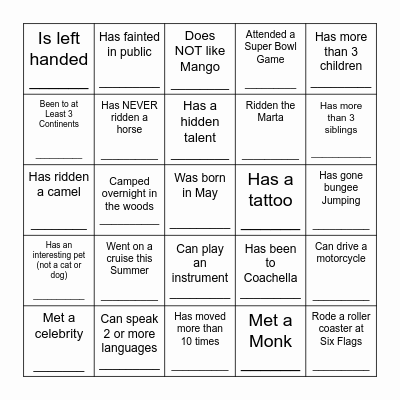 LMS Icebreaker Bingo Card