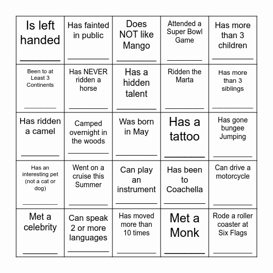 LMS Icebreaker Bingo Card