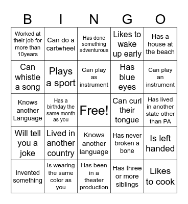 Find Someone WHO.... Bingo Card