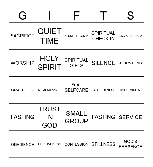 SPIRITUAL FORMATION Bingo Card