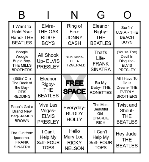 MUSIC BINGO Card