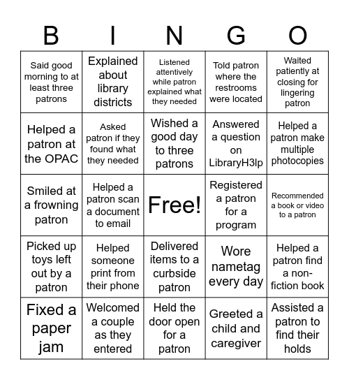 JCPL Here to Help Bingo Card