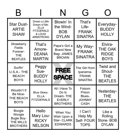 MUSIC BINGO Card