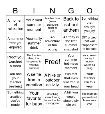 Find a picture of... Bingo Card