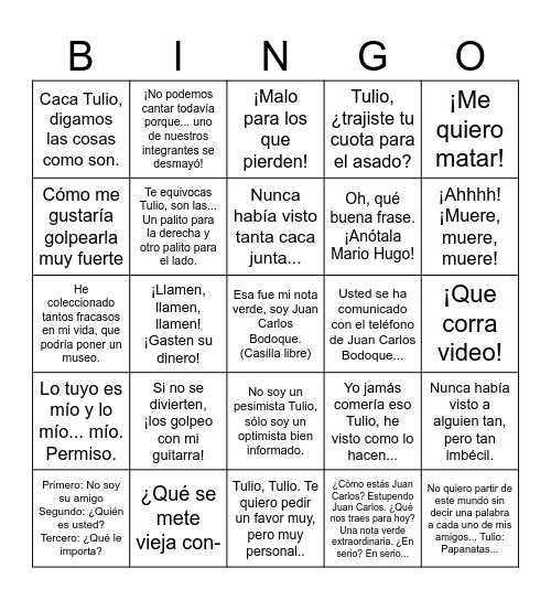 Frases quemadas de Bodoque Bingo Card
