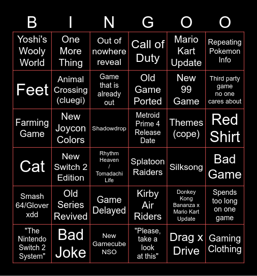 July Direct (Real) Bingo Card