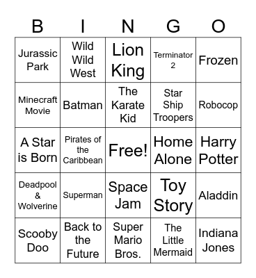 Movie Bingo Card
