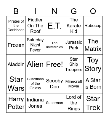 Movies Bingo Card
