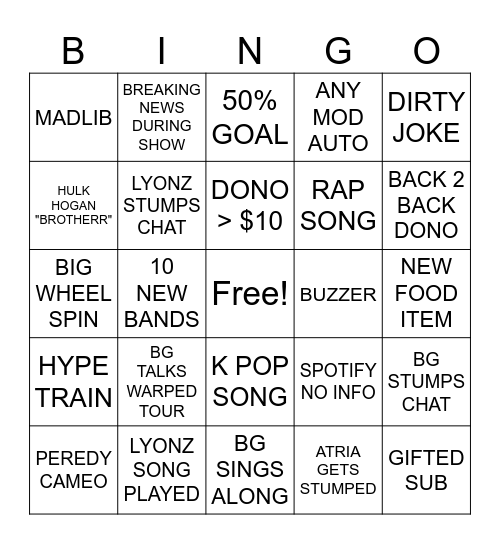 THIRSTY THURSDAY BINGO! Bingo Card