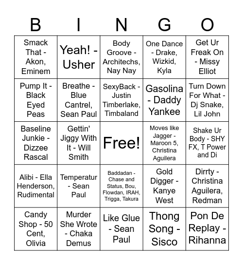 Bass Bangers Bingo Card