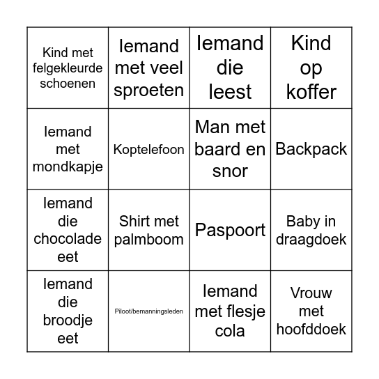 Vliegveld bingo Card
