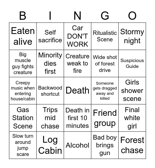 Horror Bingo Card
