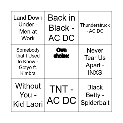 Hottest 100 of Australian Songs 2025 Bingo Card