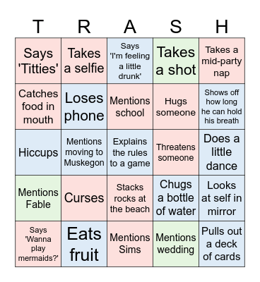 Ultimate TRASH Party Bingo Card
