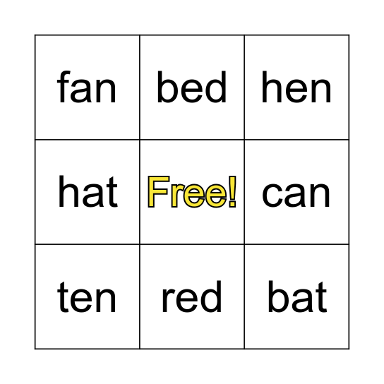 Phonics Fun! Bingo Card