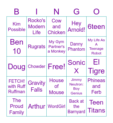 Singo: Theme Songs Bingo Card