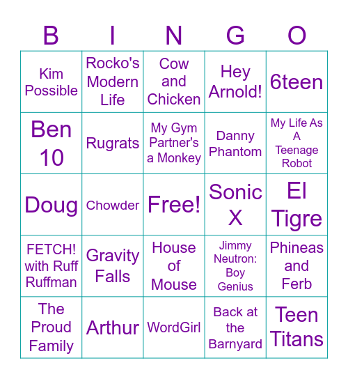 Singo: Theme Songs Bingo Card